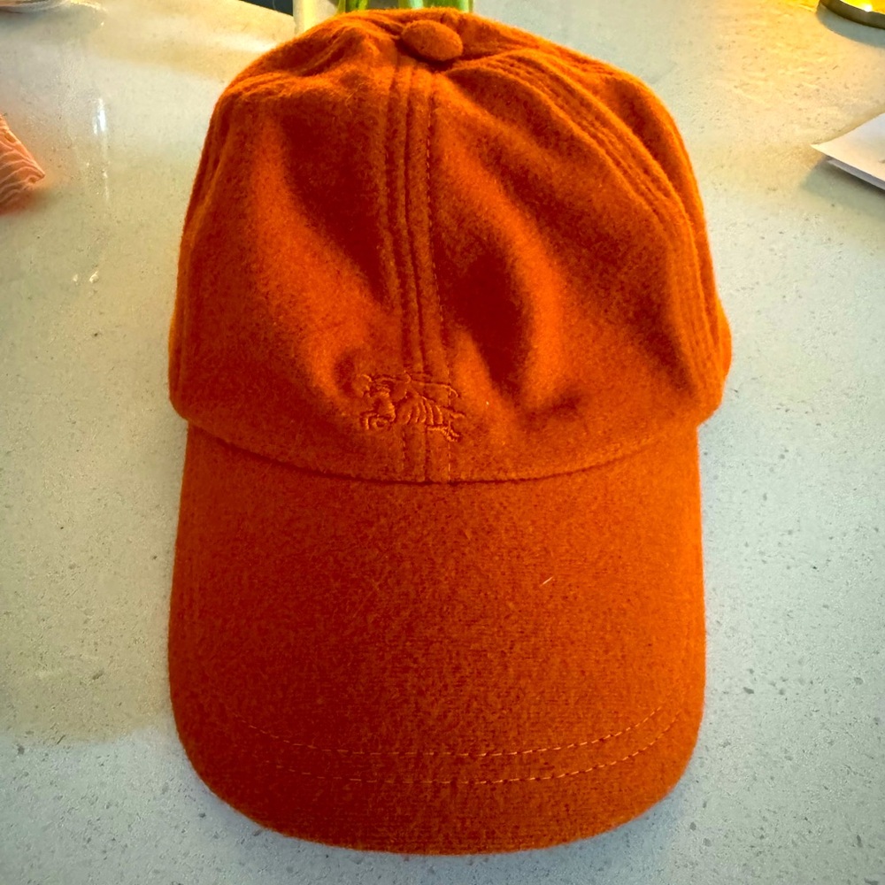 Burberry Wool Orange Baseball Hat NWOT